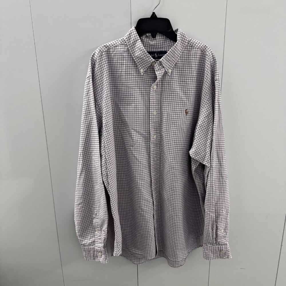 Vintage Polo Ralph Lauren Classic Fit Shirt Mens XXL Pink Blue Check Plaid EUC